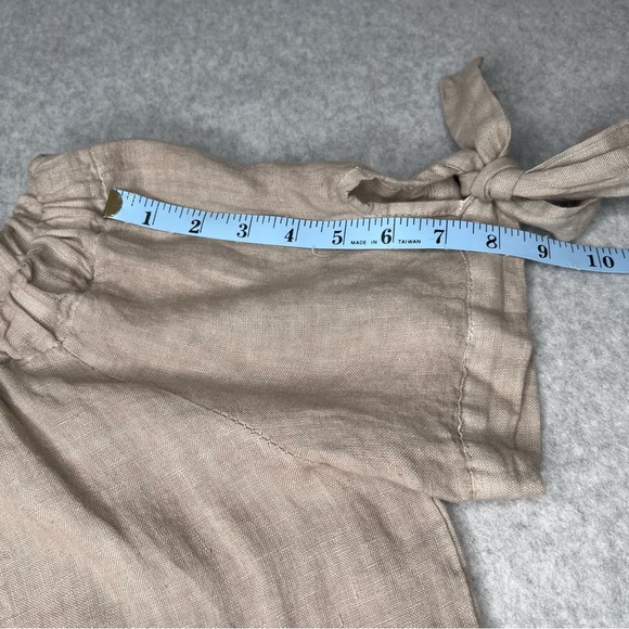 Lungo L’arno Womens Linen Dress Size Small Lace Off the Shoulder Tie Sleeves - Picture 10 of 12